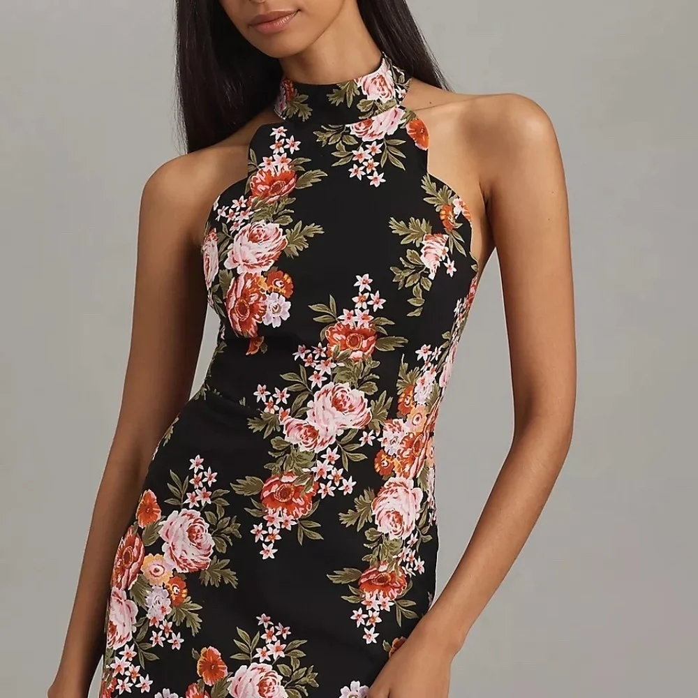NWT Anthropologie Scallop Mini Floral Halter Dress XL